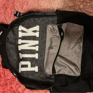 PINK Victoria's Secret Black and Gray Backpack